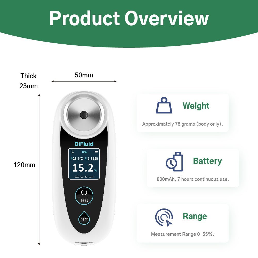 Portable Auto Digital Refractometer Pocket Brix Meter Multi Fruits Master Kit